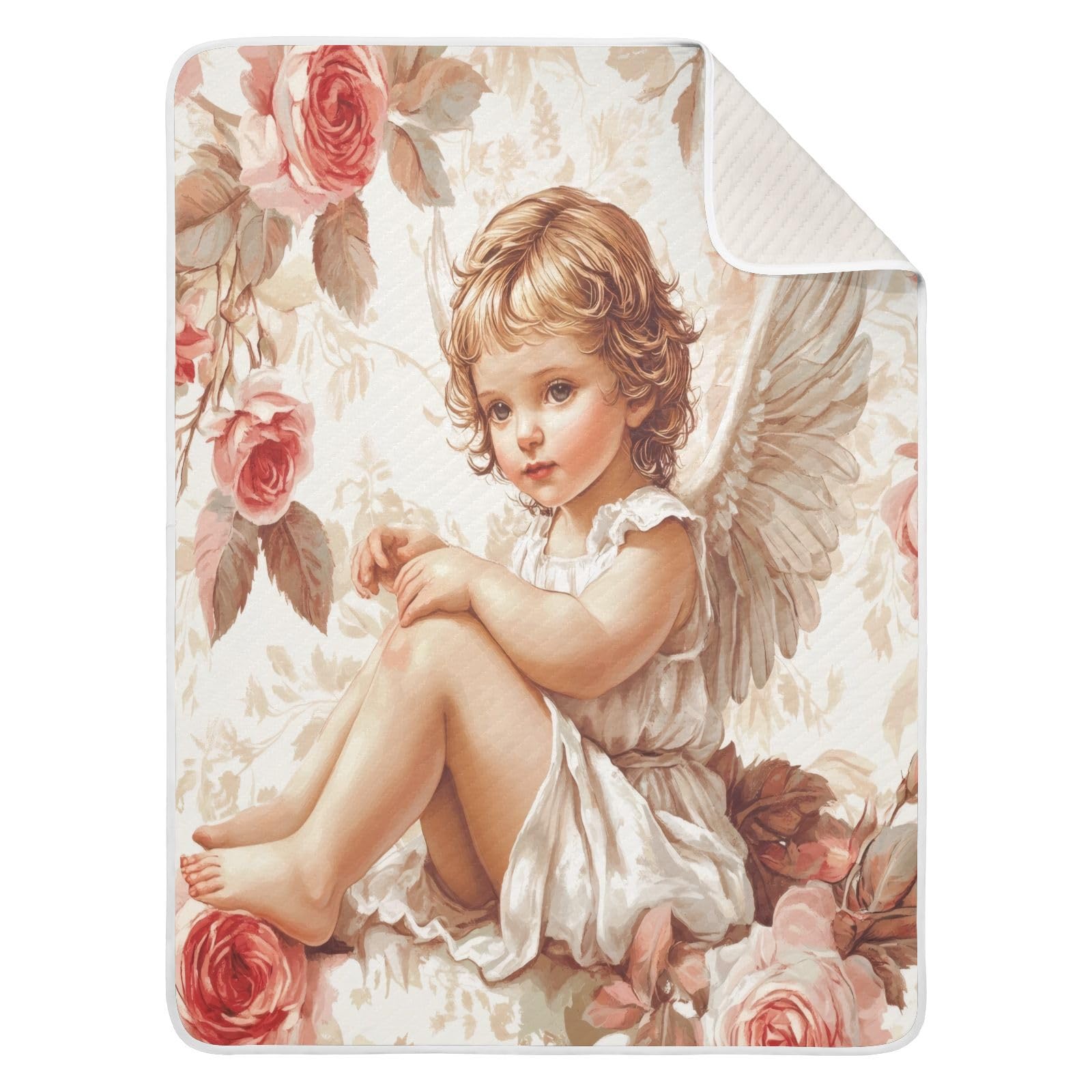 Burbuja Cupid Roses Baby Blanket for Boys Girls, Nursery Soft Warm Swaddling Receiving Baby Blankets, 30x40 in Toddler Blanket