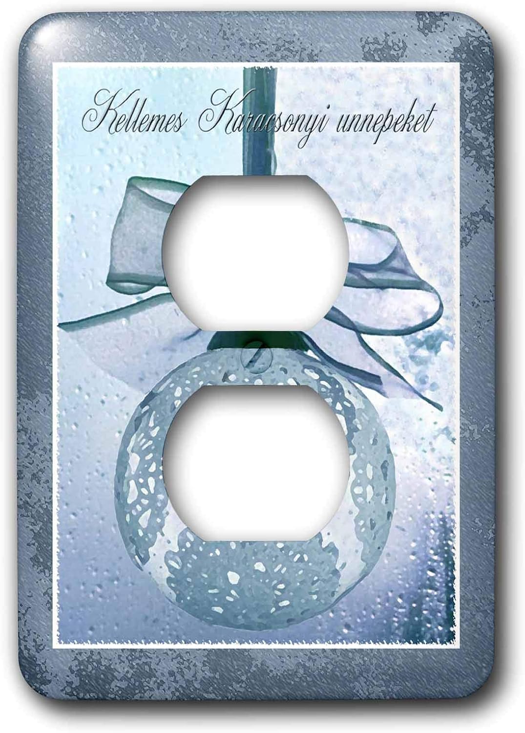 3dRose lsp_37017_6 Kellemes Karacsonyi Unnepeket, Merry Christmas In Hungarian, Lace 2 Plug Outlet Cover