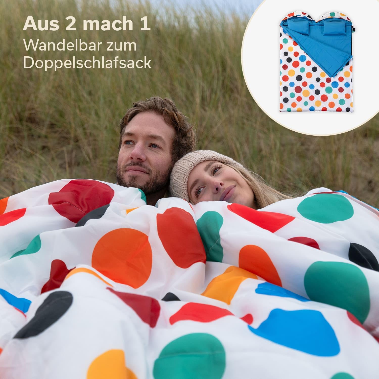Skandika Sac de Couchage Sovro | Sac de Couchage rectangulaire pour Adultes, 3 Saisons, utilisable comme Sac de Couchage Double, Sacs de Couchage de Camping avec Oreiller