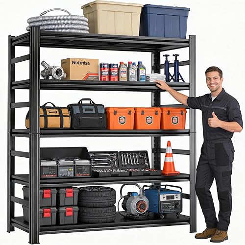 Estantería de metal para garaje, estantes de almacenamiento de acero resistente, capacidad de 3000 libras, estante de metal ajustable de 5 niveles,