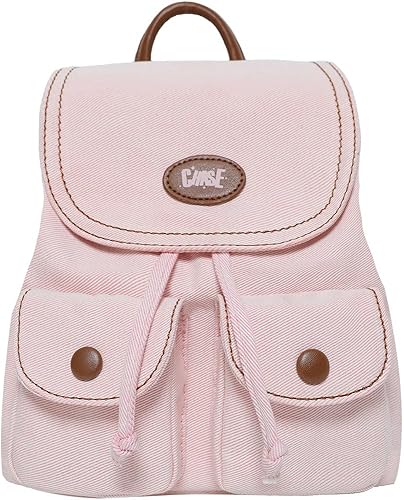 Mini mochila de mezclilla para mujer Y2K Vintage Canvas Daypack Grunge estético Bookpack Coquette bolsa de hombro bolso, Rosado, Mediana