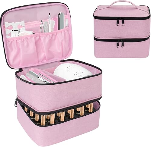 Organizador de esmalte de uñas y funda para lámpara de uñas, bolsa de almacenamiento de esmalte de uñas de 2 capas con capacidad para 30 botellas disponible en Yaxa Costa Rica