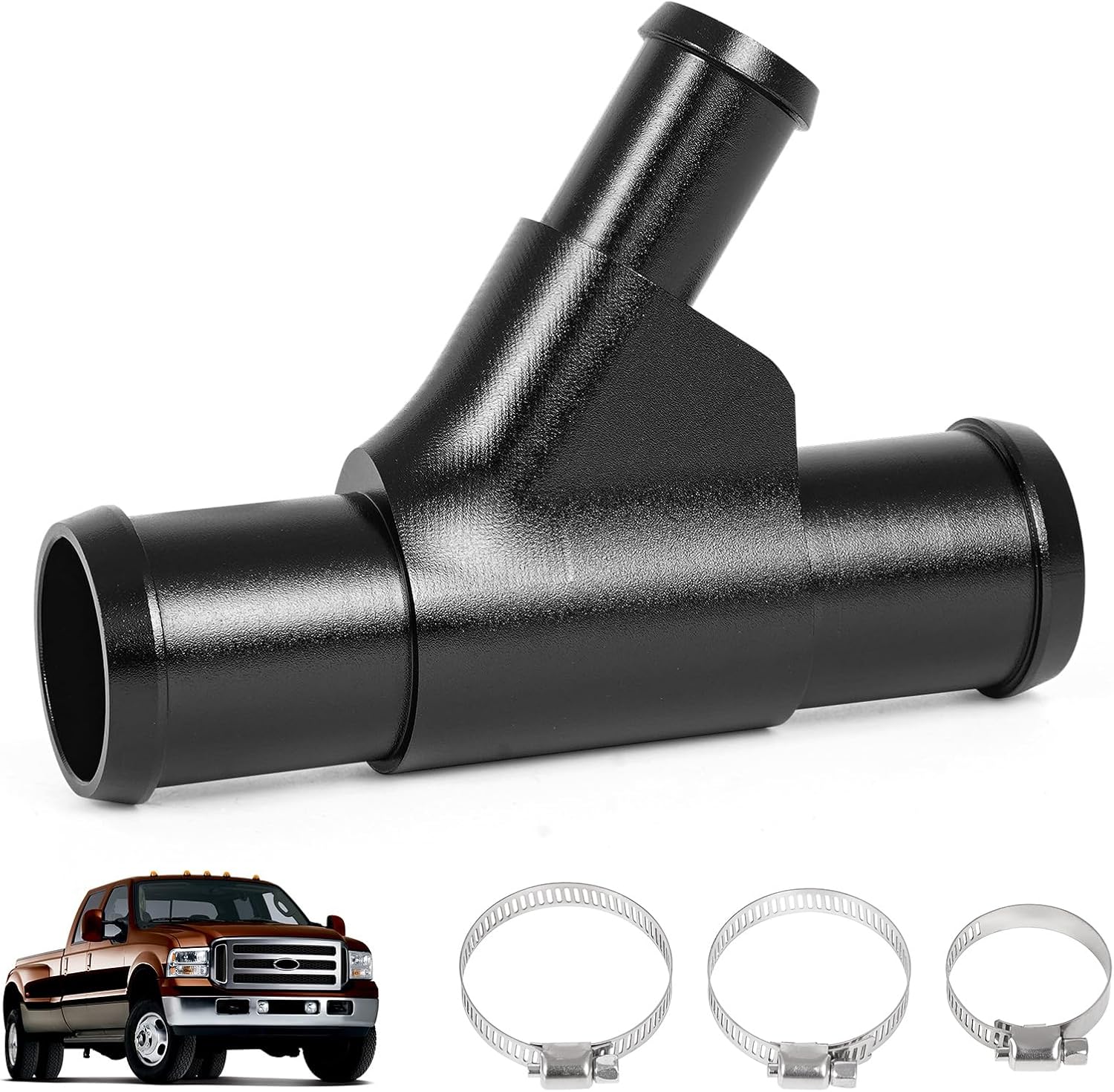 Radiator Coolant Y-Pipe fit for Ford F250 F350 F450 F550 E350 E450 Super Duty 6.0L Powerstroke Diesel Engine 2003-2007,Upgraded Weldless Aluminum Coolant Hose Connector Pipe,Red