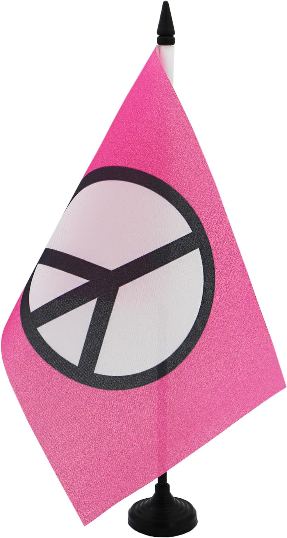 AZ FLAG - Pink Peace Symbol Table Flag 21 x 14 cm - Small Office Peace Flag 100% Polyester with 25 cm Pole and Black Plastic Base