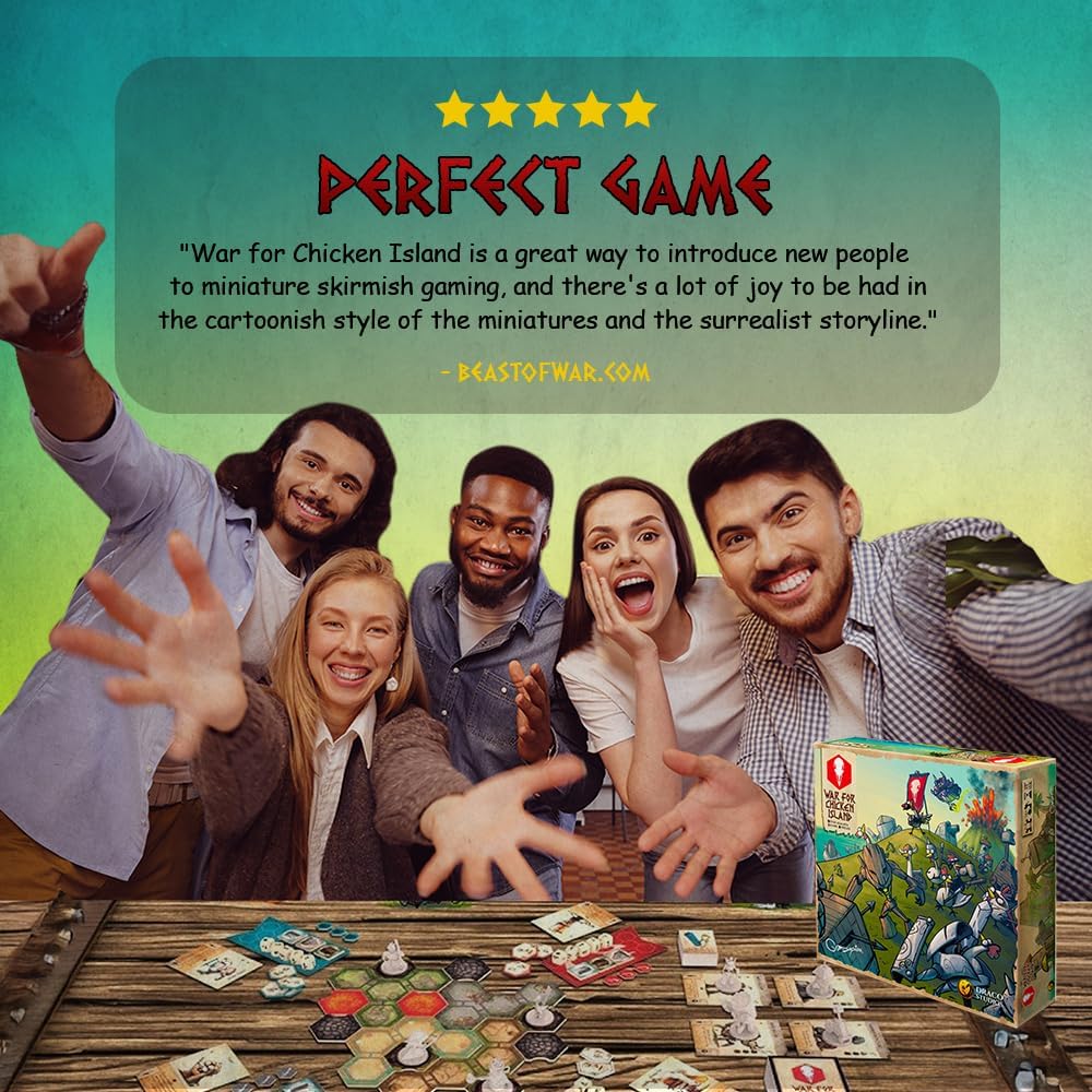War for Chicken Island (2nd Edition) – Miniatures Skirmish Strategy Board Game for Adults, Family, and Friends Competitive Tabletop Game with No Player Elimination, Ages 14+, 1–4 Players