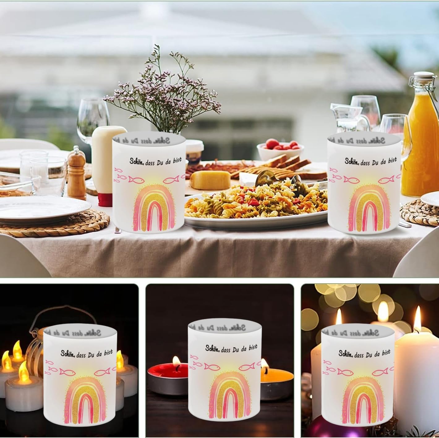 Portavelas De Pez, 16 Velas De Té Para Bautizo, Miniportavelas, Funda De Luz, Para Niños Y Niñas, Comunión, Confirmación, Bautizo, Decoración De Mesa