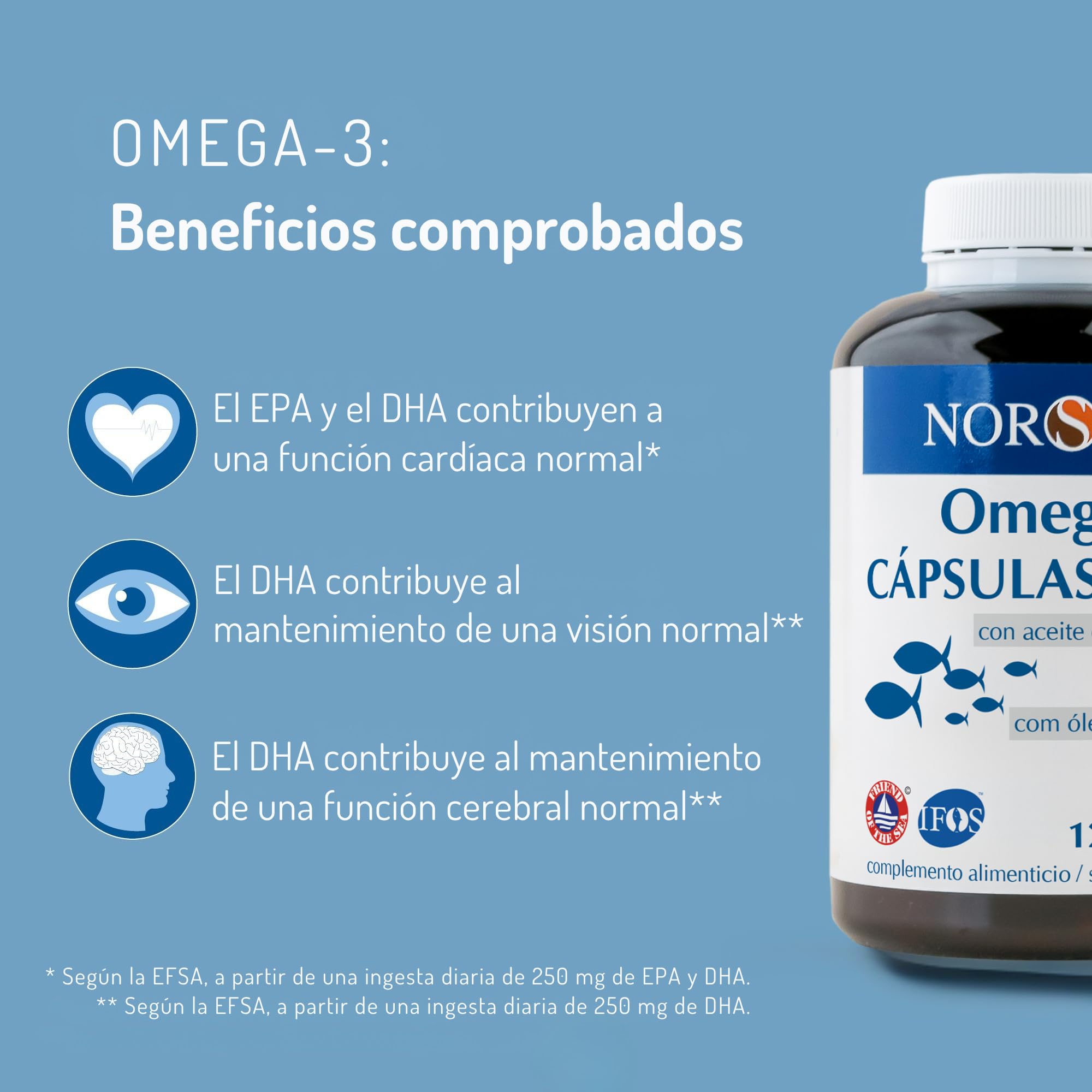NORSAN oméga 3 gélules 120 pièces / 1.500mg d'oméga 3 par portion/complément alimentaire omega 3 avec 707mg EPA &