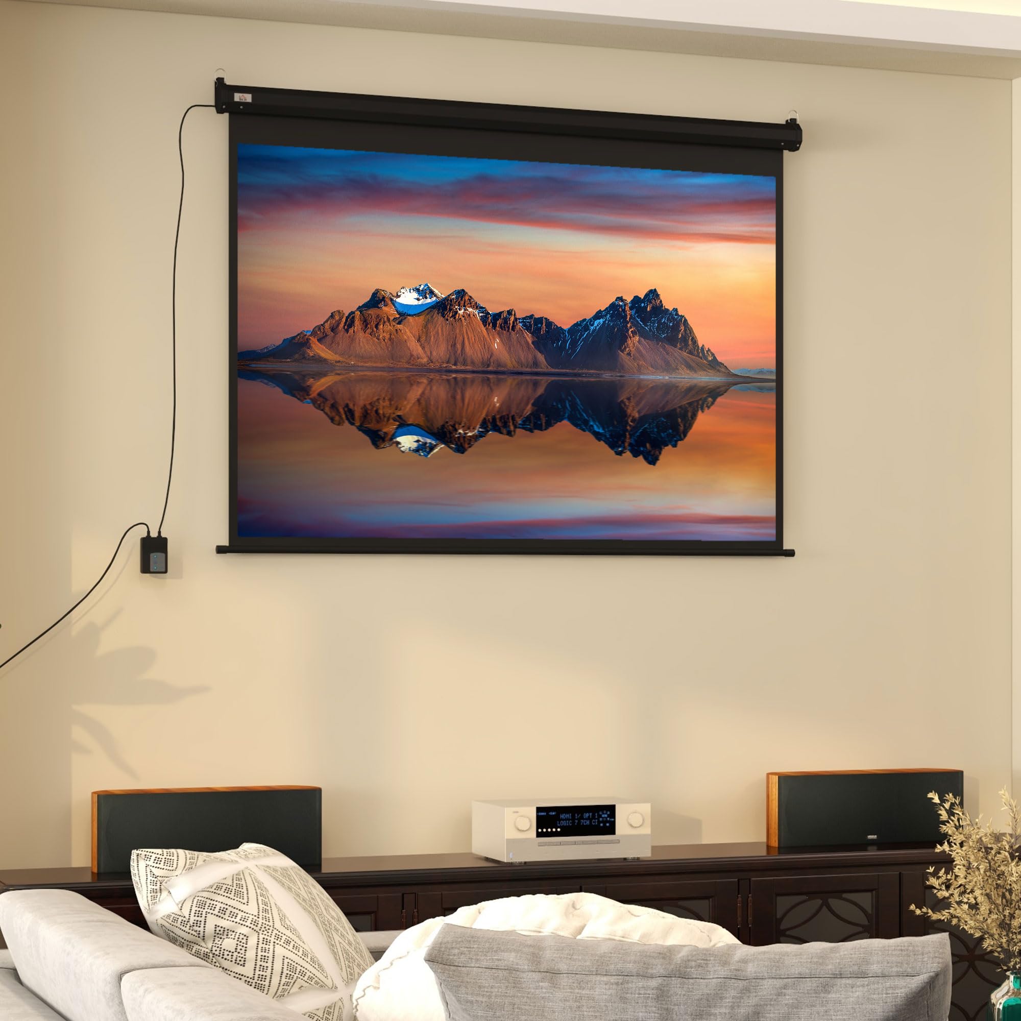 HOMCOM Beamer Leinwand 84" 171 x 130cm 4:3 HD 4K mit Fernbedienung Schwarz | Elektrische Projektionsleinwand, mit Fernbedienung, Motor Leinwand, für Heimkino oder Präsentationen