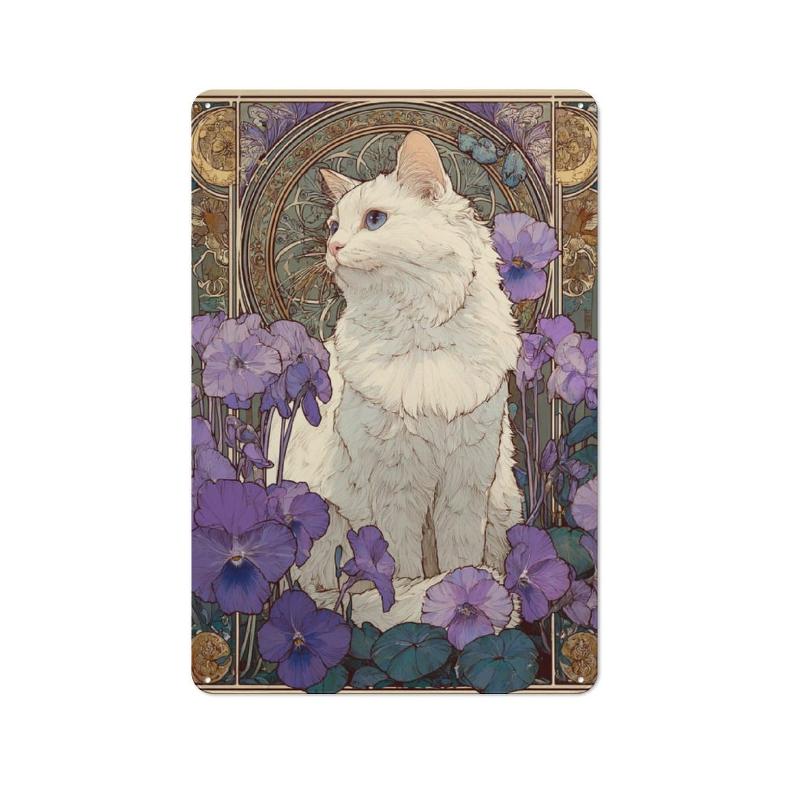 Junmoney Whiskered Elegance -1 Tin Wall Plaque 30X20cm With For Living Room Wall, Gift For Feature Wall Decorators During The Christmas Season