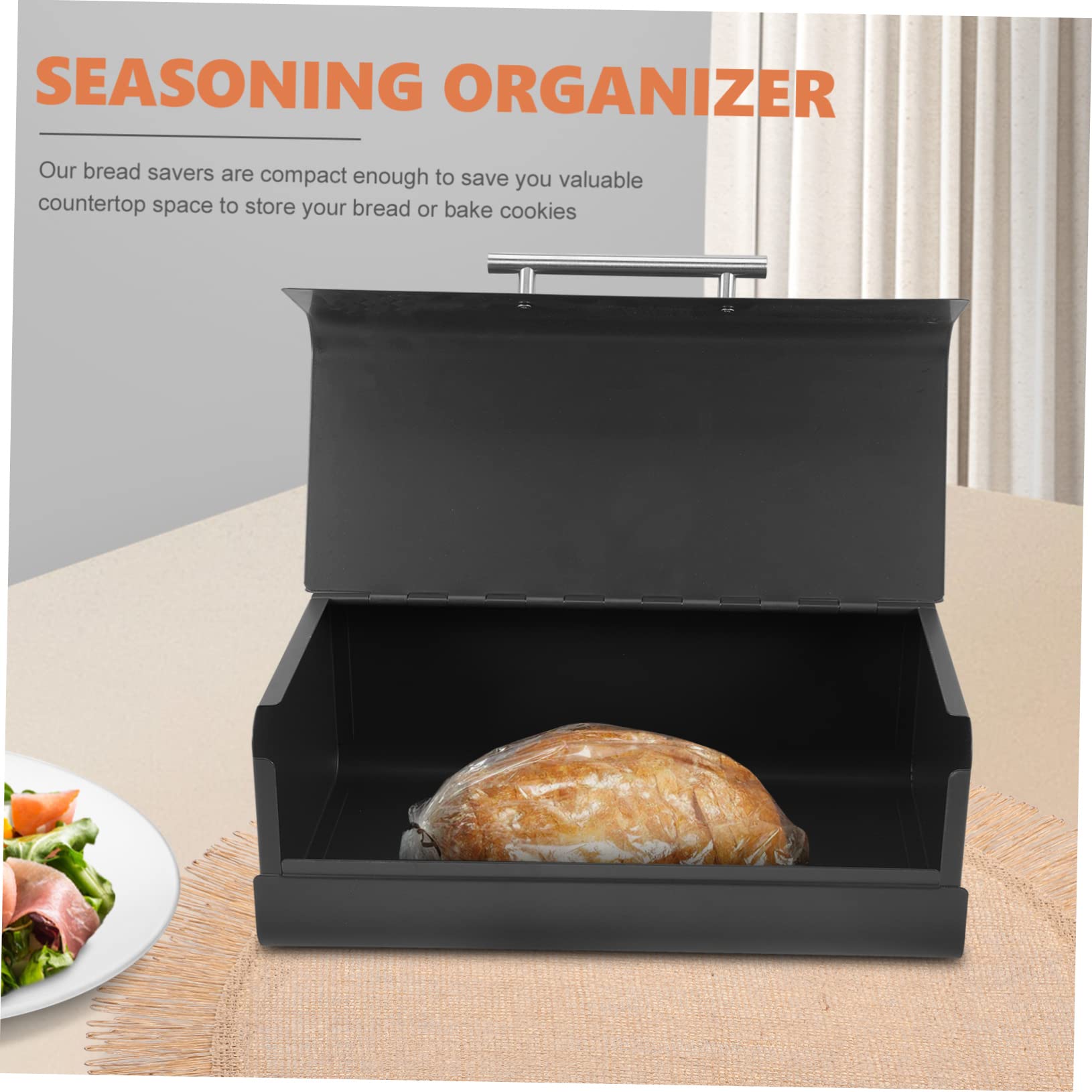 MAGICLULU Porta Pane da Tavolo Rettangolare in Ferro Nero per Cucina | Superficie Lucida, Facile da Pulire, Adatto a Pane e Biscotti, Formato da Scrivania