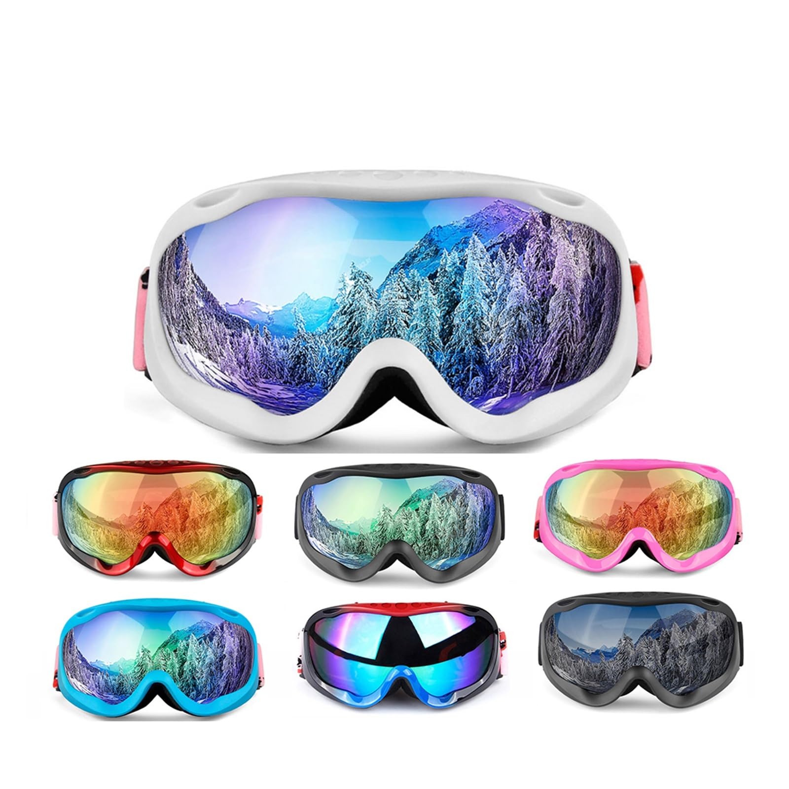 Gafas de esquí de invierno para hombre y mujer, gafas de esquí HD UV400, gafas de esquí antiniebla, gafas de snowboard a prueba de viento, lentes de espejo, gafas de esquí para exteriores (color: