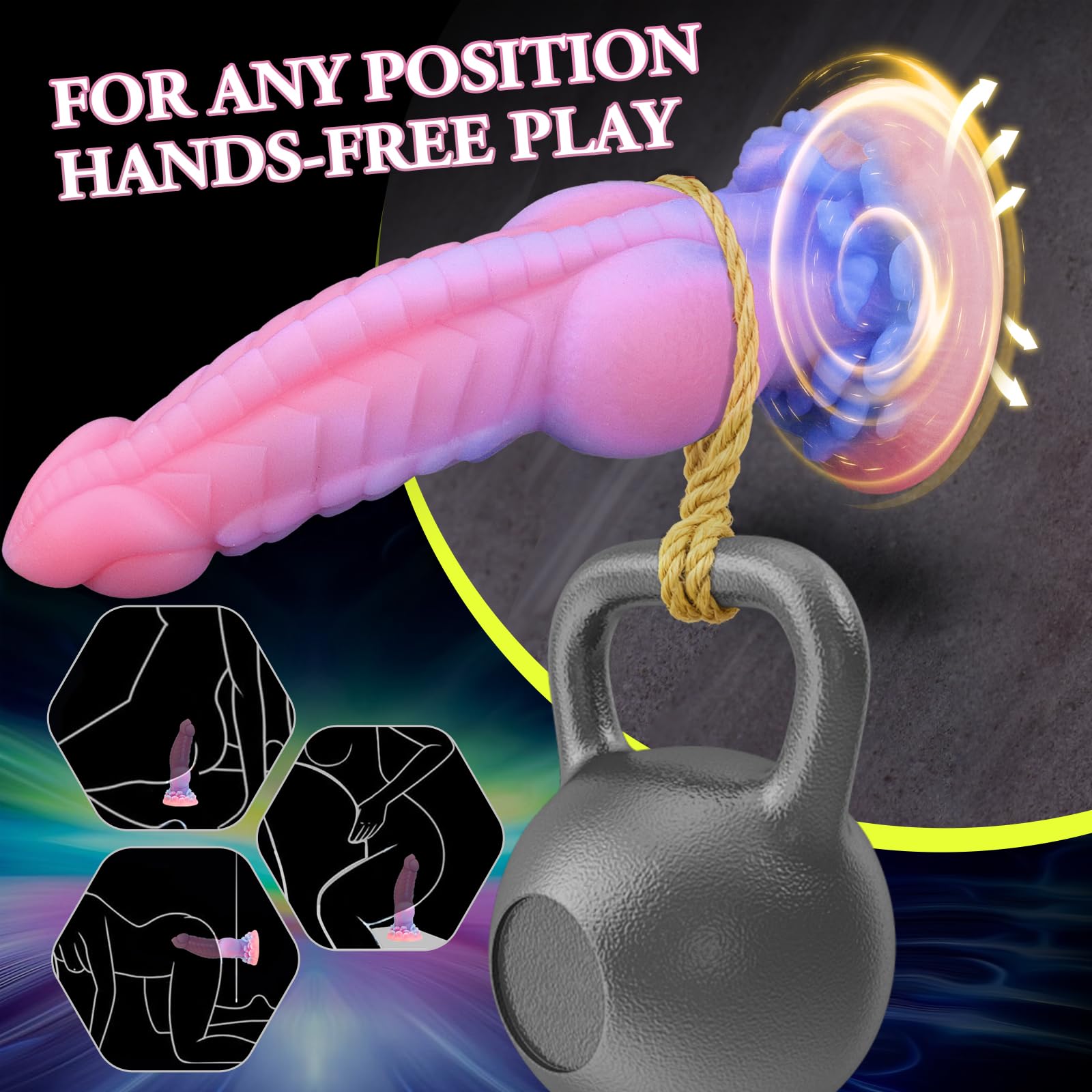 Monster Dildo, 8.5inch Fantasy Realistic Dog Dildos with Knot Luminous Silicone Thick Pink Anal Dildo Adult Sex Toys with Suction Cup for G Spot Women Men Couple Strap on Play: Regular