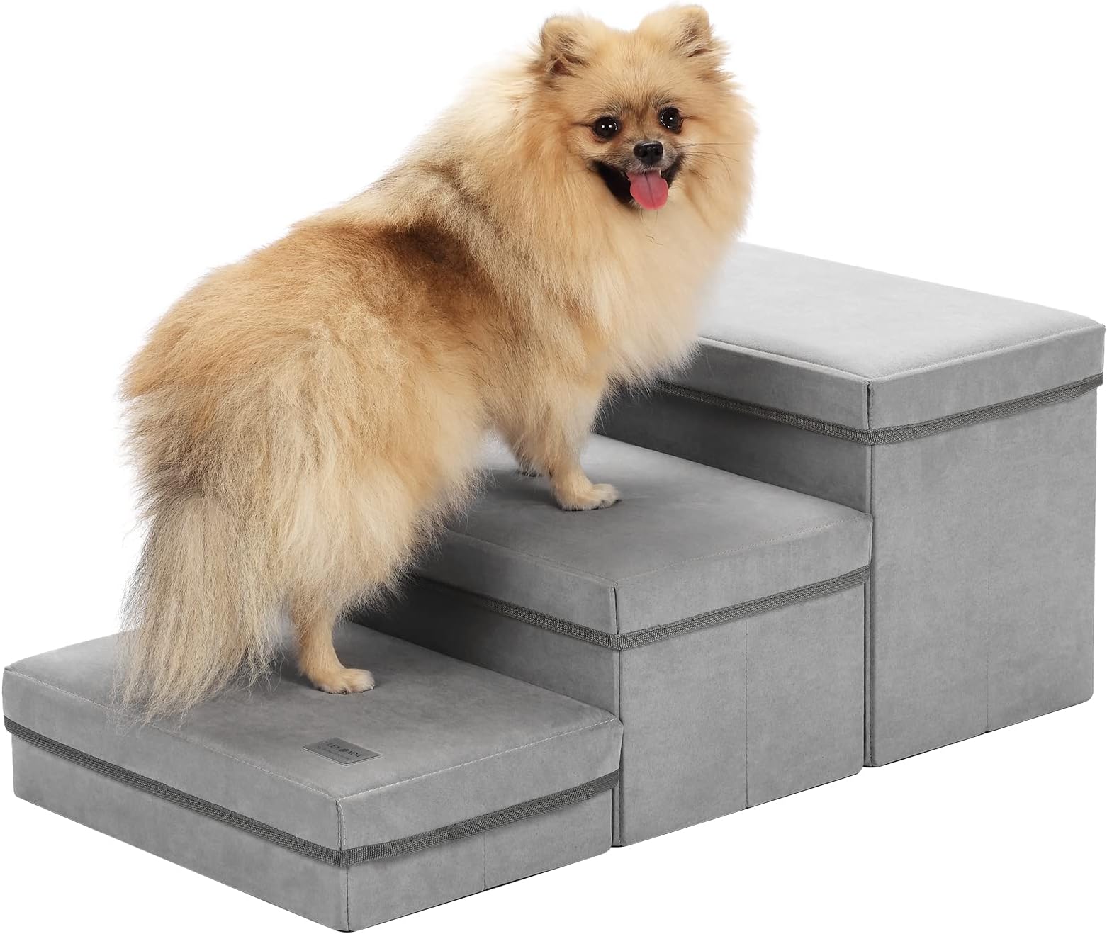 3 Step Folding Dog Step Stairs,Foldable Dog Stairs with 3 Storage Boxes for High Bed & Sofa,Pet Storage Stepper & Safety Ladder for Cats Dogs up to 60 pounds