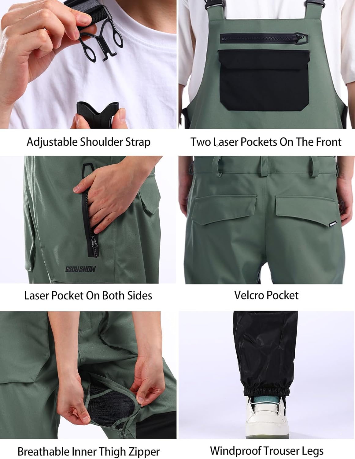 GSOU SNOW Women Men Ski Bibs Snowboard Pants Snow Bibs Overalls Waterproof Windproof Insulated Winter Sport Warm - Image 5