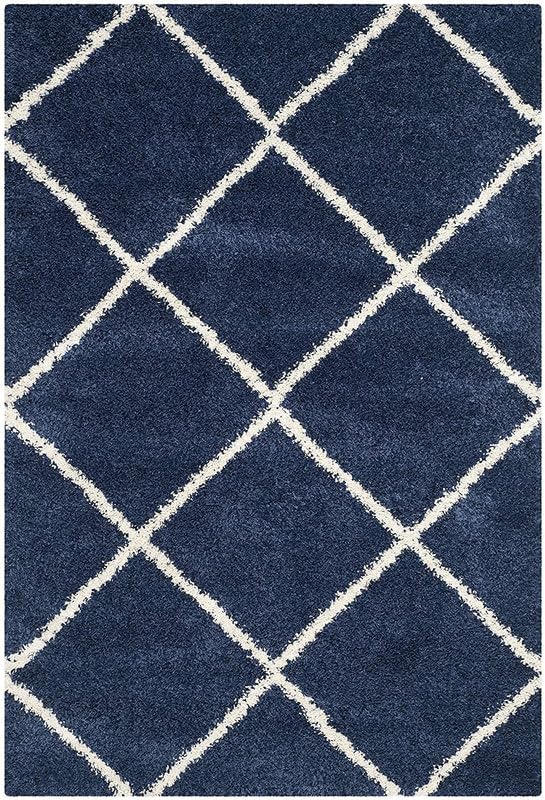 Image of SAGON Anti-Skid Shaggy Carpet Rug for Home | Ultra-Soft Plush Floor Mat for Living Room & Bedroom | Non-Slip, High-Density, Cozy Luxury Decor| 6 x 9 Feet Blue Ivory Box