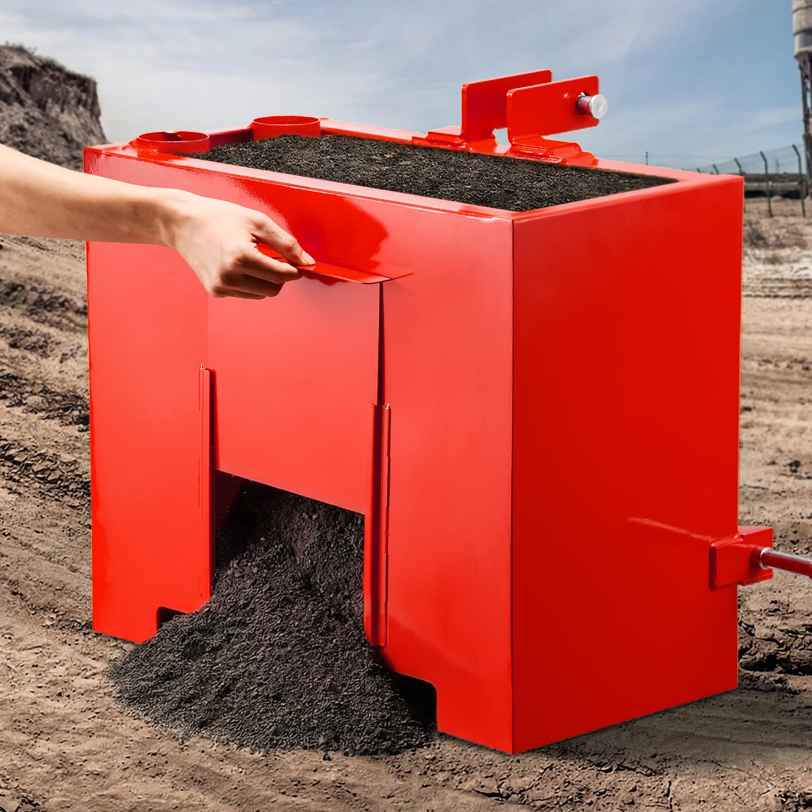 VEVOR Ballastbox 3-Punkt-Traktorballast der Kategorie 1 0,09m³ 363 kg Rot