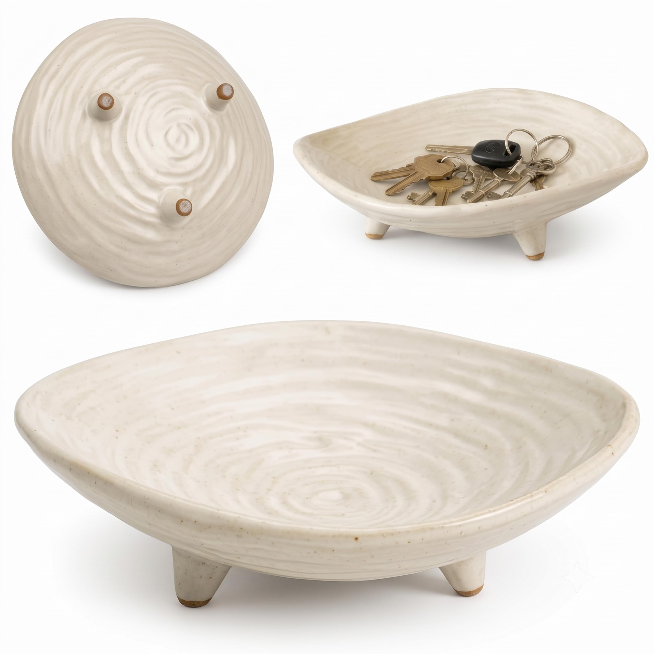 Retro White Ceramic Decorative Bowl - 6 inch