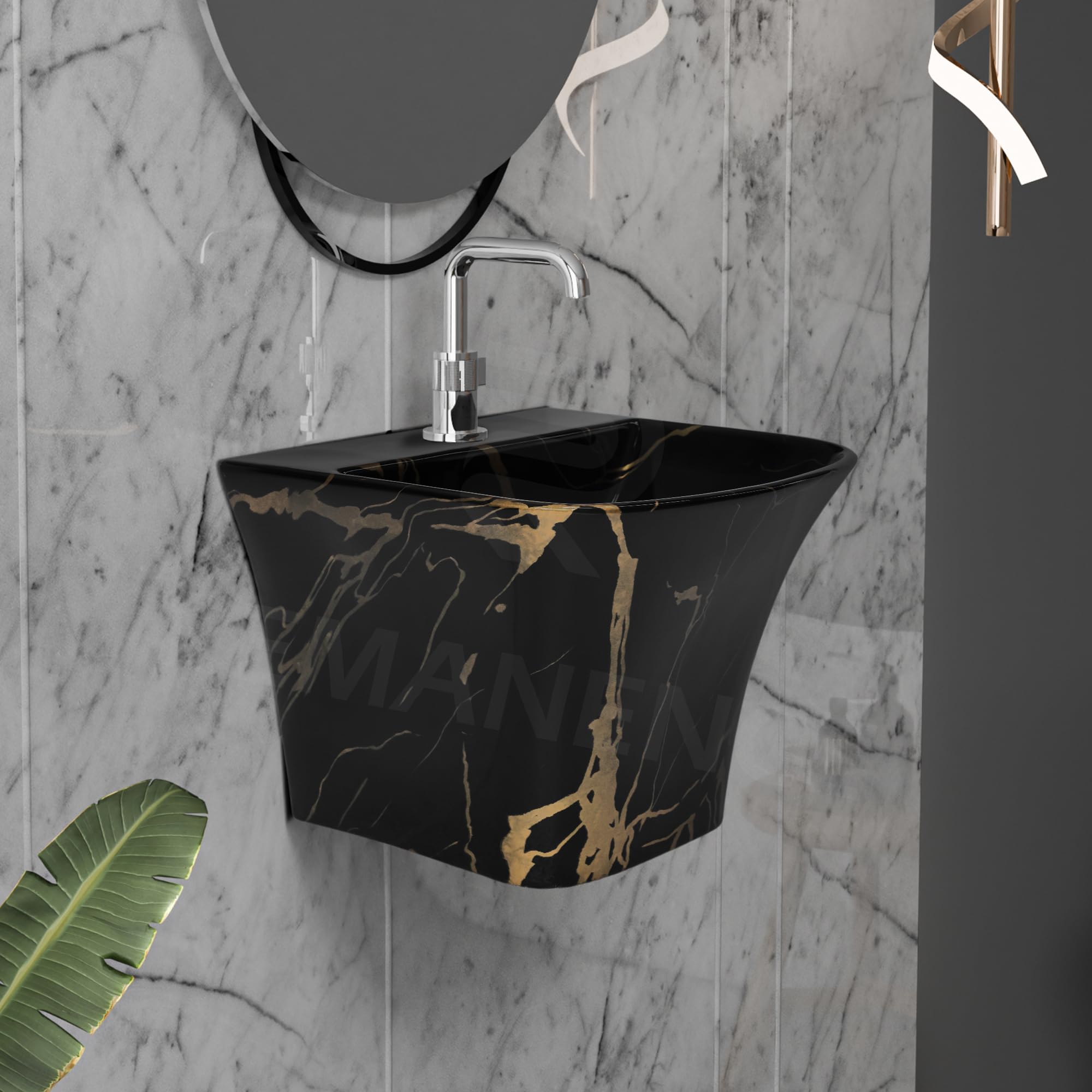 Luxury Wall Mounted Wash Basin - White Ceramic -6