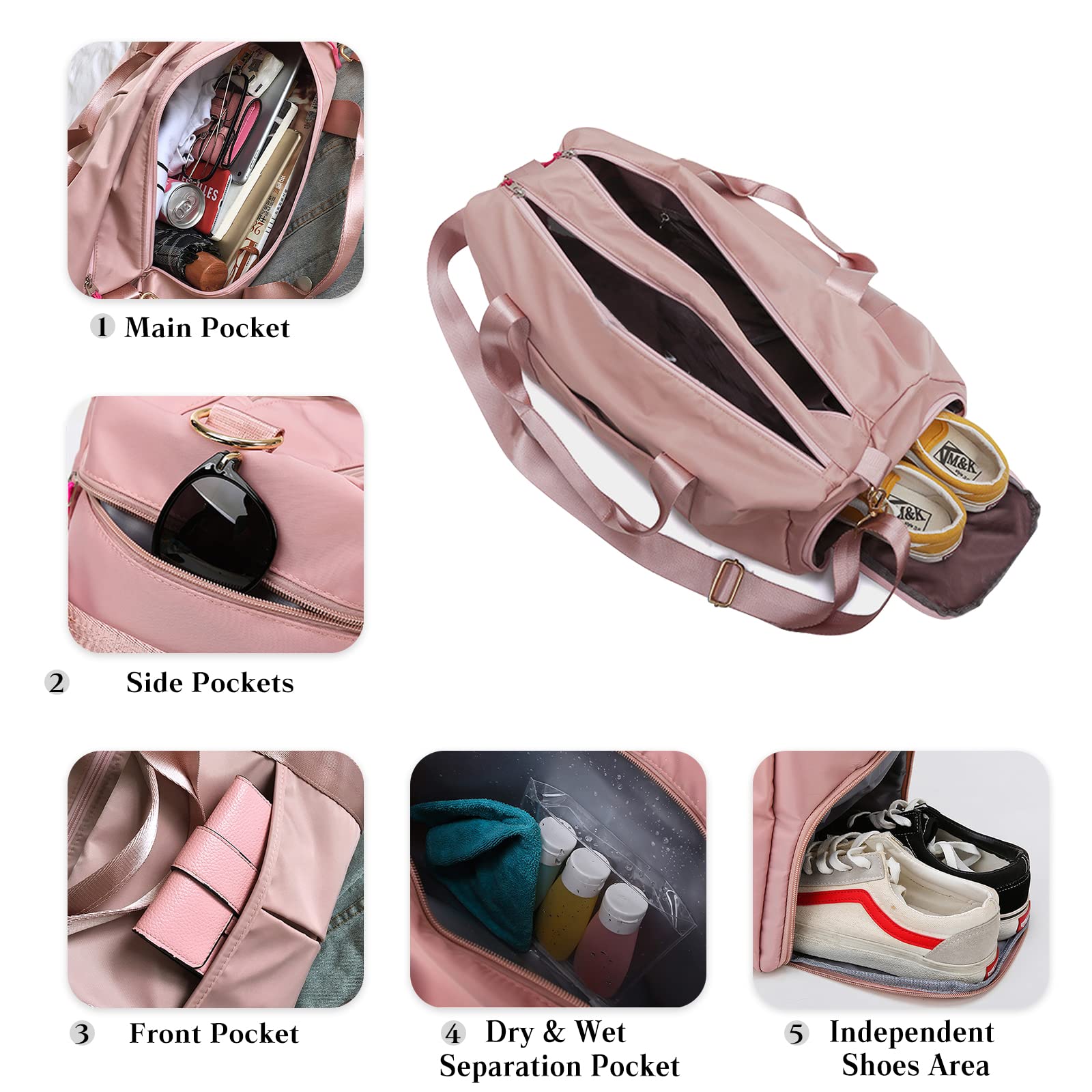 CORIOS Nylon Reisetaschen Duffle Bag Sporttasche Fitnesstasche Schwimmtasche für Herren/Damen Faltbare Weekender Übernachtung Tasche Trainingstasche Kabinenreisetasche Handgepäck mit Schuhfach Khaki