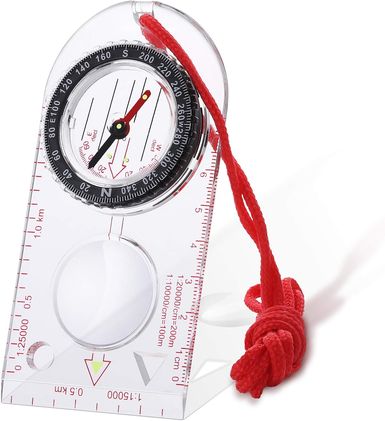 Orientation Compass, Hiking Navigation Compass, Portable Compass for Survival Mountaineering, Outdoor Activities and Map Reading with Cord, Multifunctional Explorer Compass