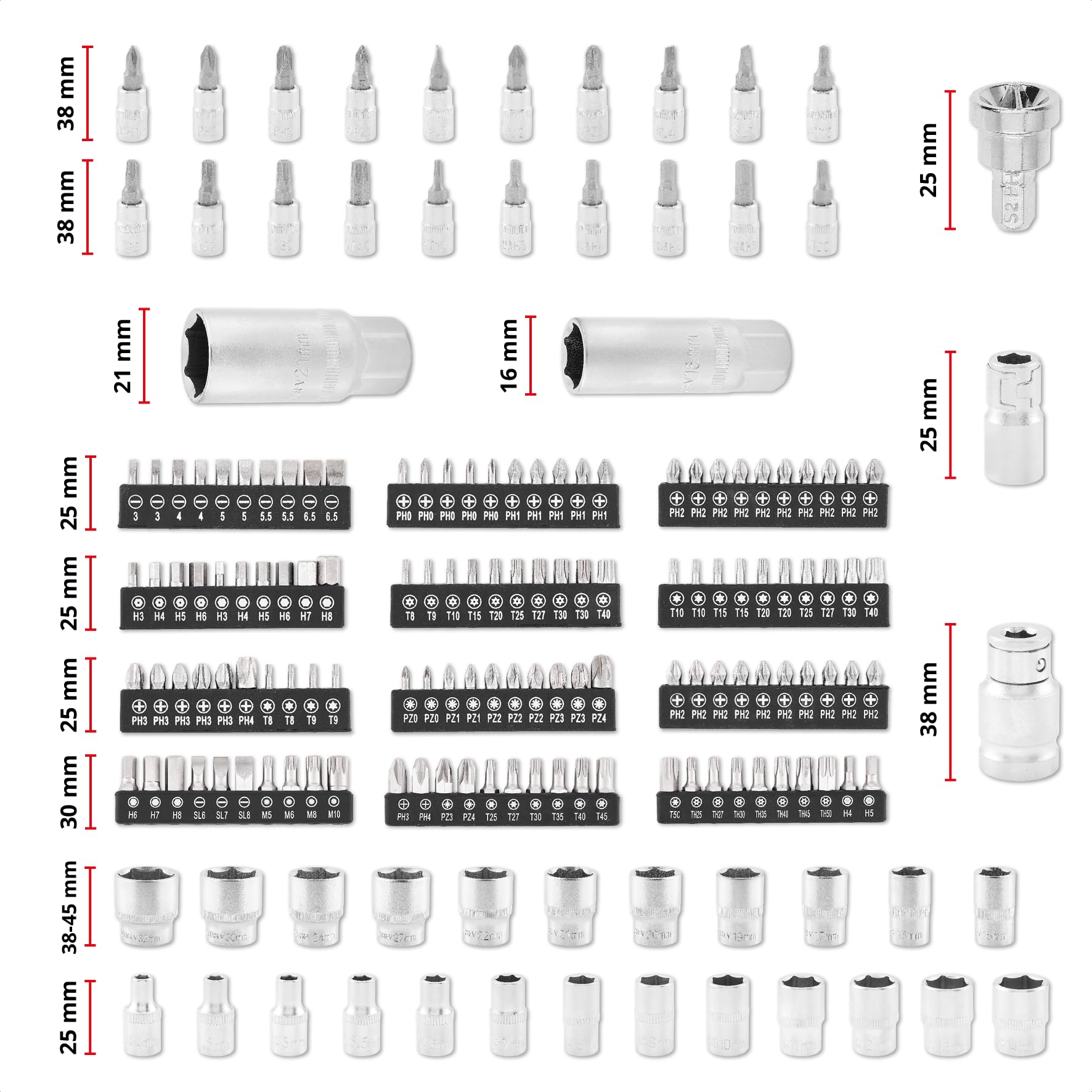 Originale Einhell Valigetta Attrezzi Meccanica E-Case 201 pz (Multifunzione, Set Bit, Bussole, Cricchetti, Chiavi, Sistema E-Case)