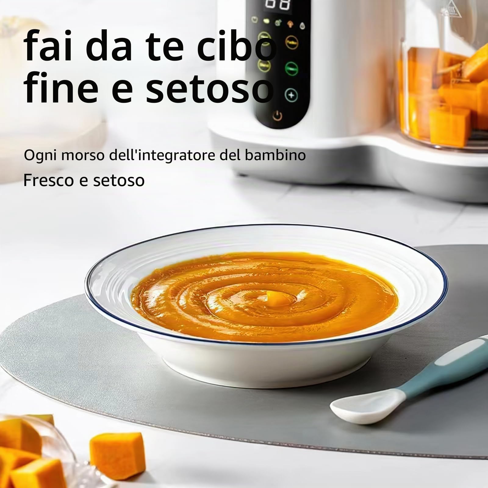 Frullatore per Bambini Cuocipappa Vapore 400ML, Pulizia Automatica, Schermo Touch