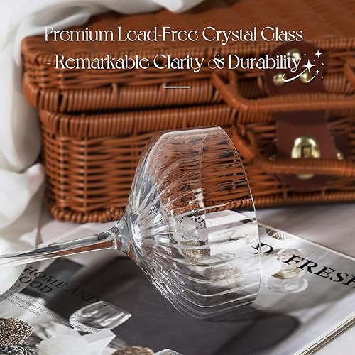 Miniatura 3 de Copas Coupé, juego de 4 copas de Martini de 10 onzas acanaladas para cóctel de Martini, vino, champán, expreso, estilo retro de cristal para bebidas