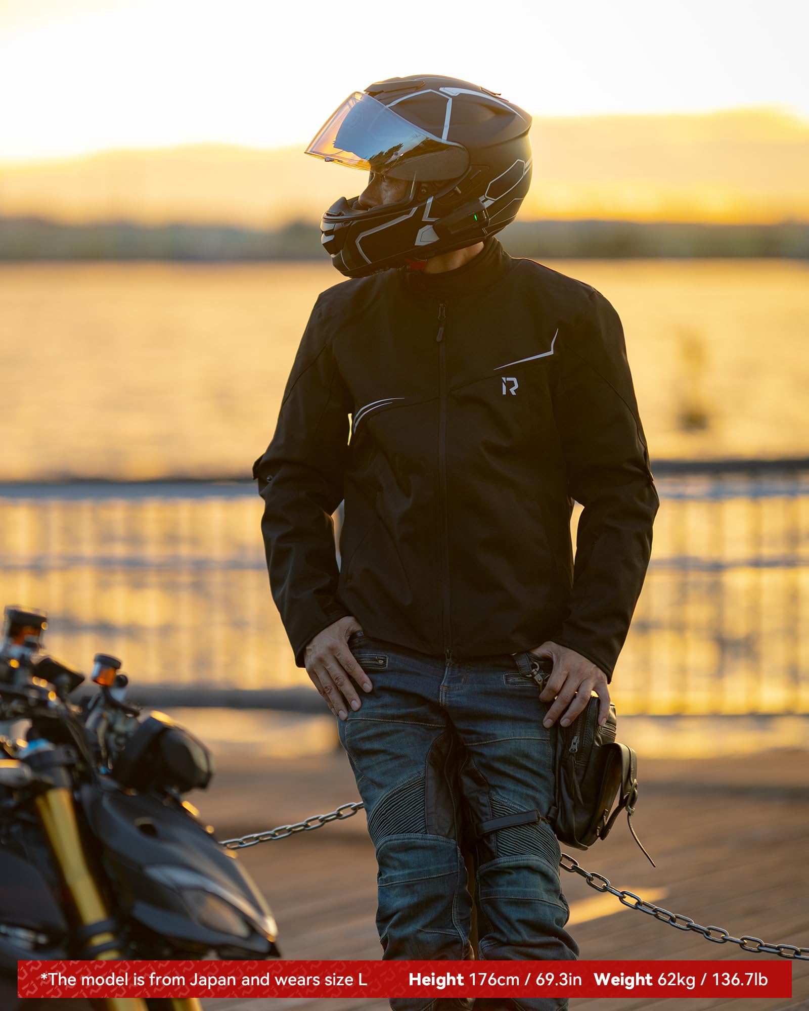 RIDEIRON Chaqueta Moto Hombre con Protectores CE, Forro Extraíble, Chaqueta Moto para Proteger contra el Frío y el Viento,Todas las Estaciones,Negro