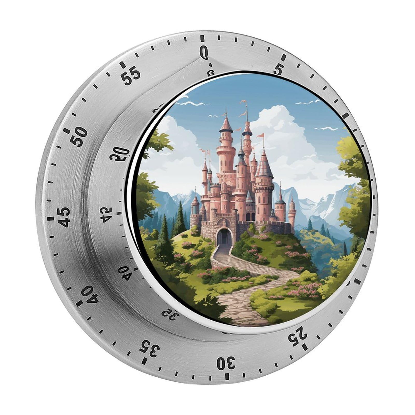 Fairy Tale Castle Kitchen Timer Chef Cooking Timers Clock with Loud Alarm Exquisite Stainless Steel Mechanical