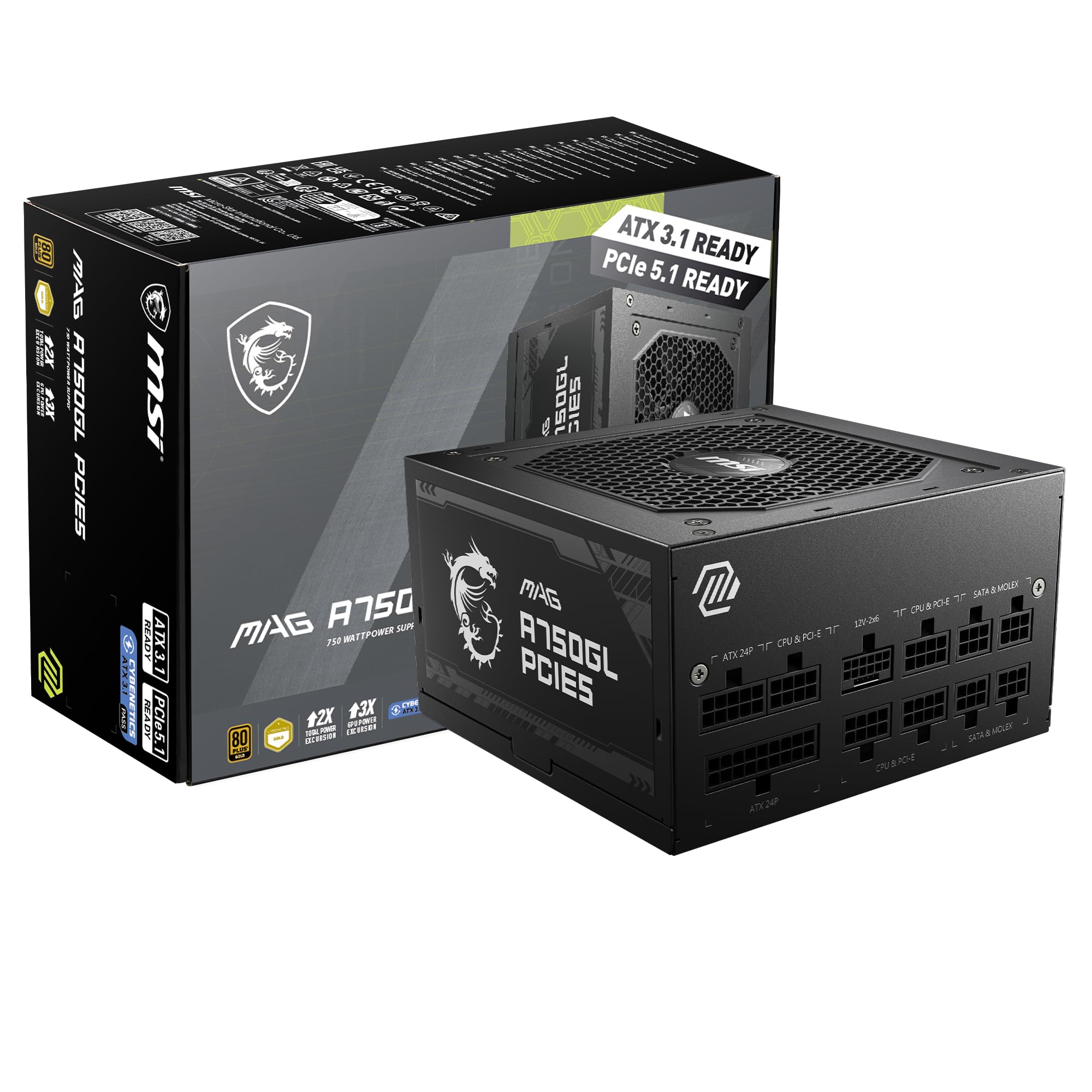 Amazon | MSI MAG A750GL PCIE5 PC電源ユニット 750W ATX3.1/PCIe 5.1