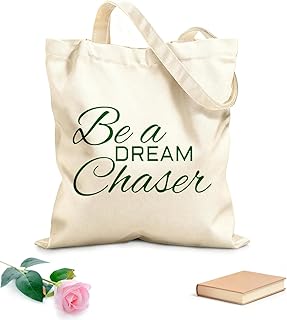XIARON Bolsas reutilizables para la compra Letras con frases motivacionales para perseguir sueños Tela de 340g/m² de groso...