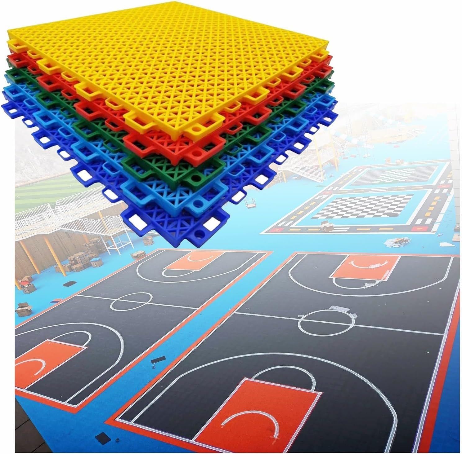 Baldosas de cancha modulares de 12 pulgadas con diseño resistente
