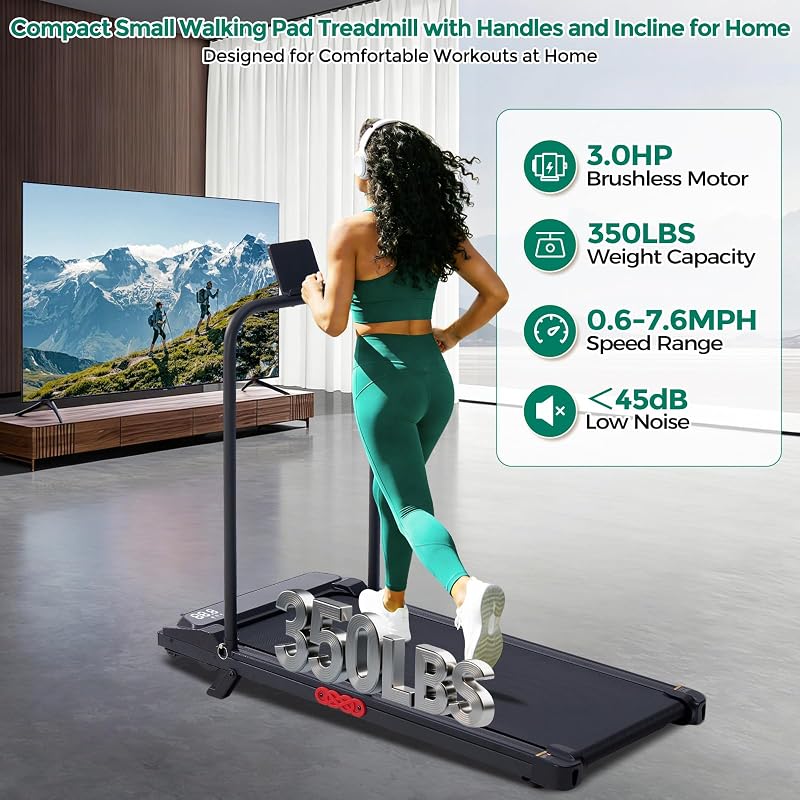 OGPOU Walking Pad with Handle Bar, Electric Treadmill with Incline for Home image 4