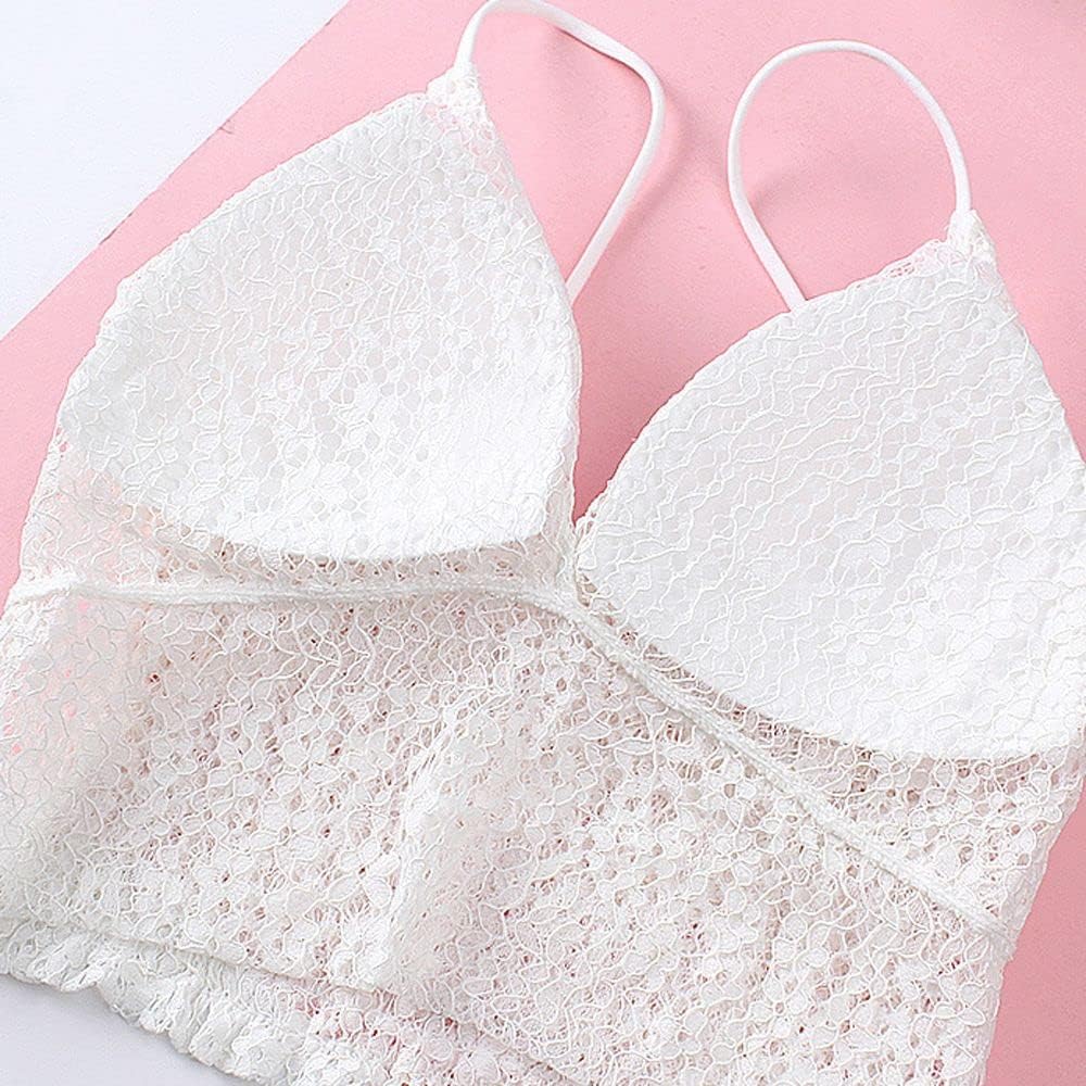 Women Camisoles Invisible Crop Tops Sexy Lace Bra Tanks Nylon Solid Color Shoulder Strap Camisole for Women Ladies and Girls(White)