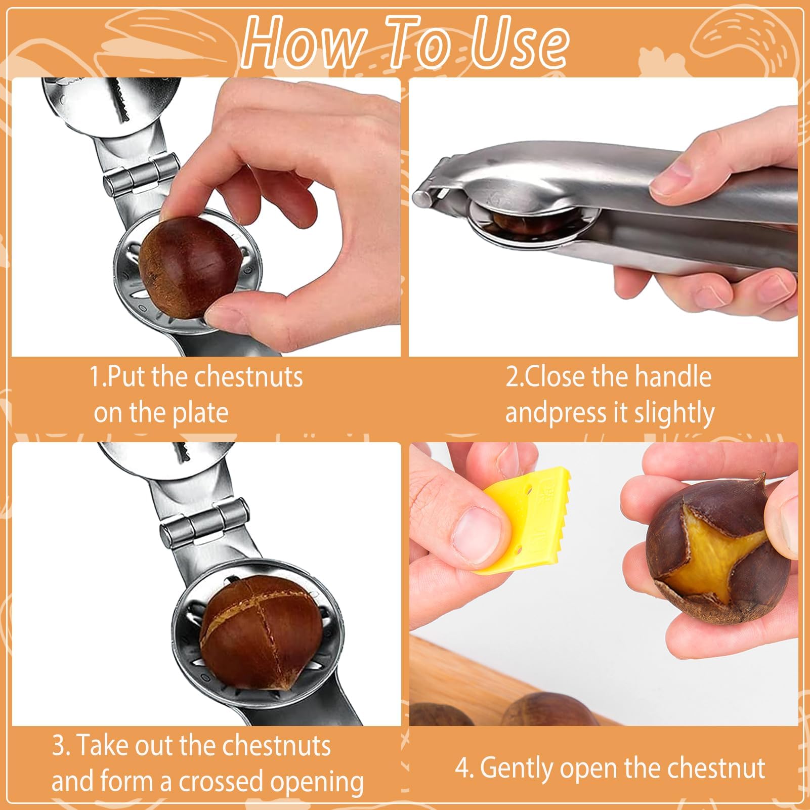 Casse Noix Pince Chataignes,Casse Chataigne,Ouvre Chataigne,Chu00e2taigne Clip Pince à Châtaigne