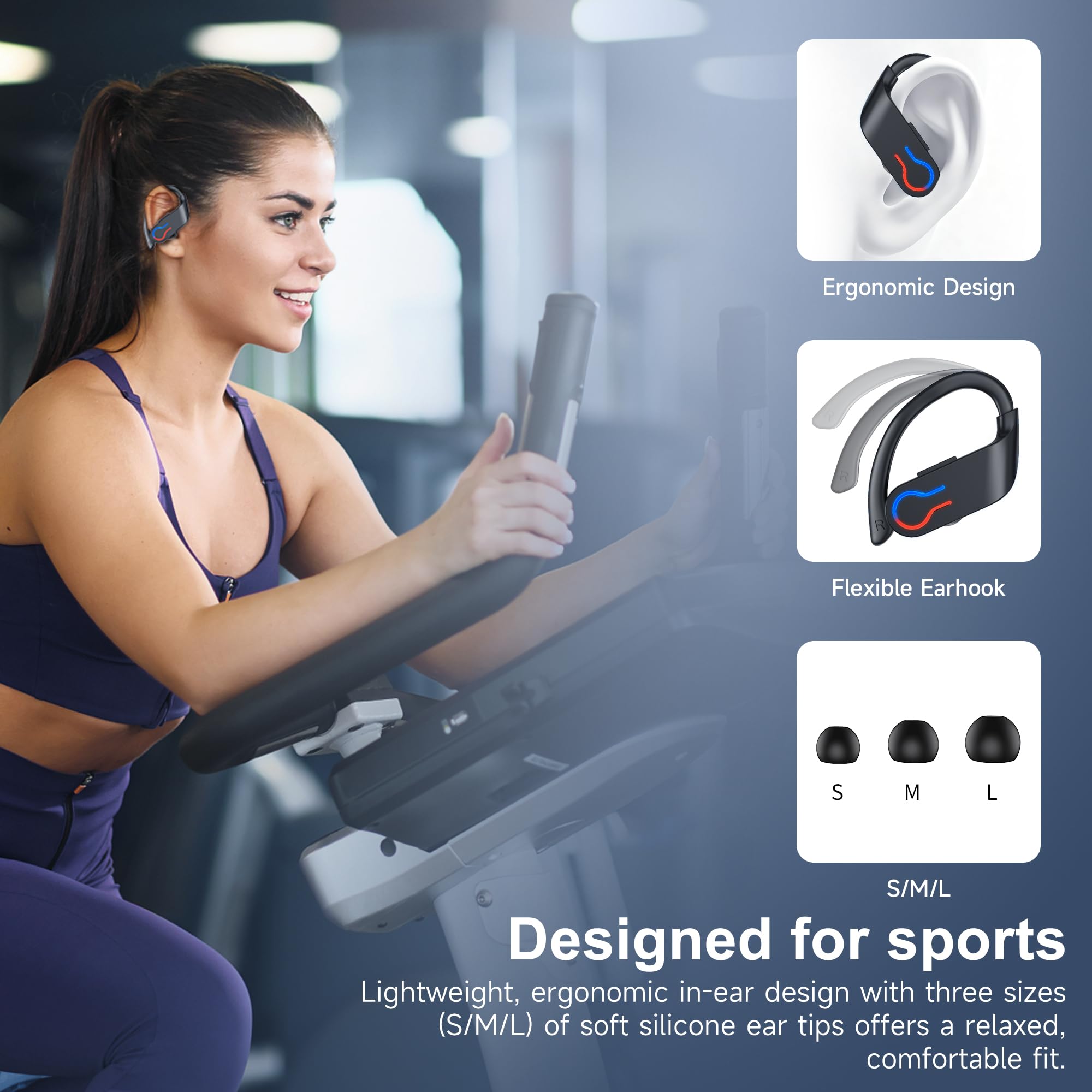 Kabellose Ohrhörer, 120 Stunden, Bluetooth 6.1, Sport, 2026 Bluetooth-Ohrhörer mit Schnellladehülle, Dual-LED-Display, Ohrhörer, ENC Geräuschunterdrückung, Mikrofon mit einfacher Tastensteuerung, IPX7