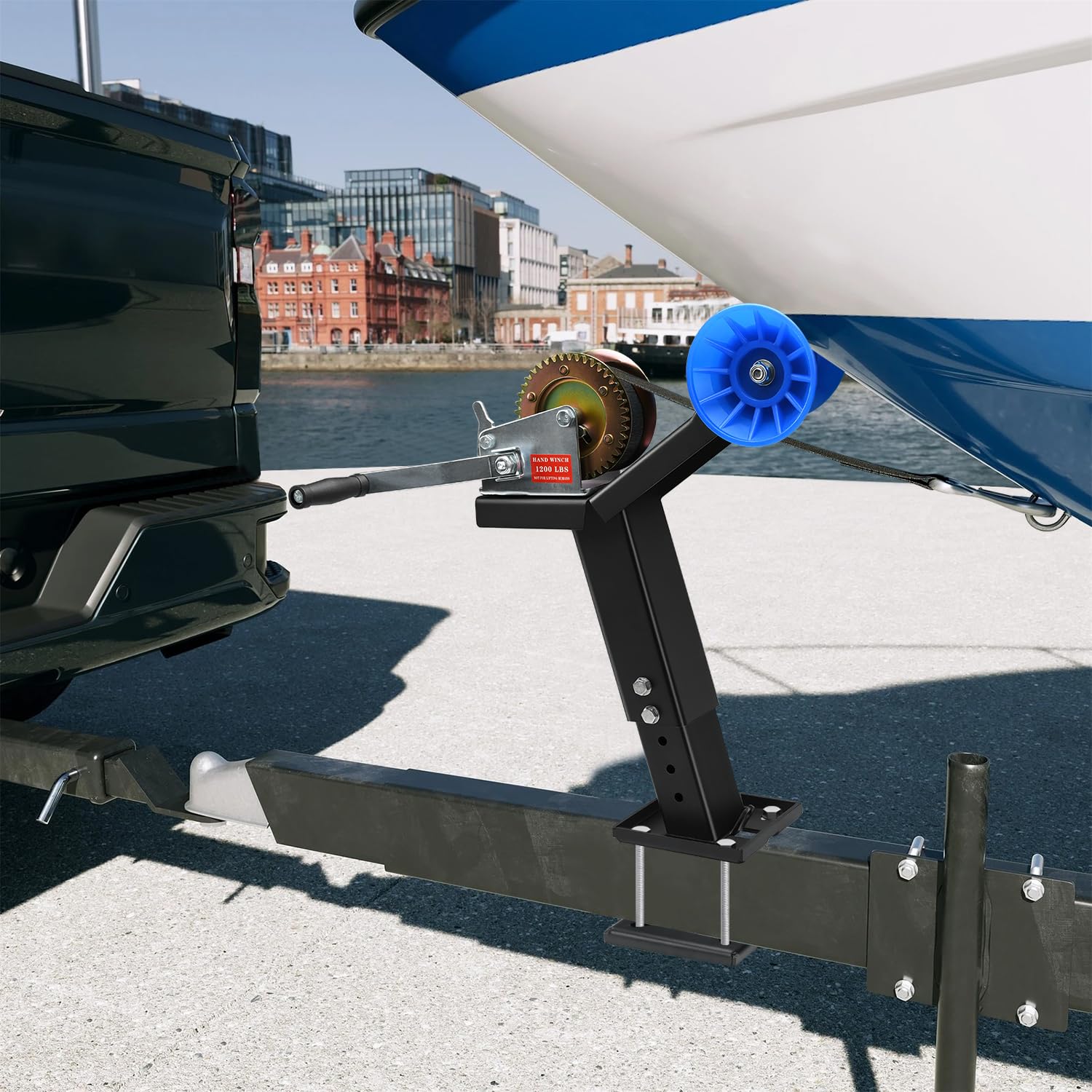 Up & Down - Verricello regolabile per rimorchio per barca, con argano da traino da 544,3 kg, supporto per verricello per barca da 7,6 cm a 10,2 cm di larghezza x 10,2 cm di altezza, supporto