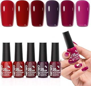 GELLEN Dark Gel Nail Polish, Deep Berry Red Purple Pink Gel Polish For Finger Toe Nails Home Salon, Cure with UV Light, No Wipe Soak Off, Long Lasting, Self-leveling Full Coverage, Non-toxic