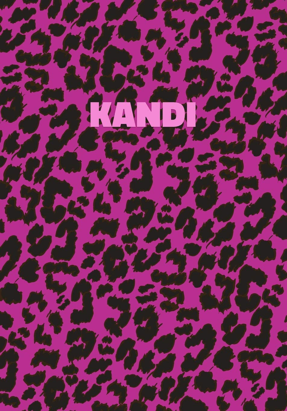 Kandi: Personalized Pink Leopard Print Notebook (Animal Skin Pattern). College Ruled (Lined) Journal for Notes, Diary, Journaling. Wild Cat Theme Design with Cheetah Fur Graphic