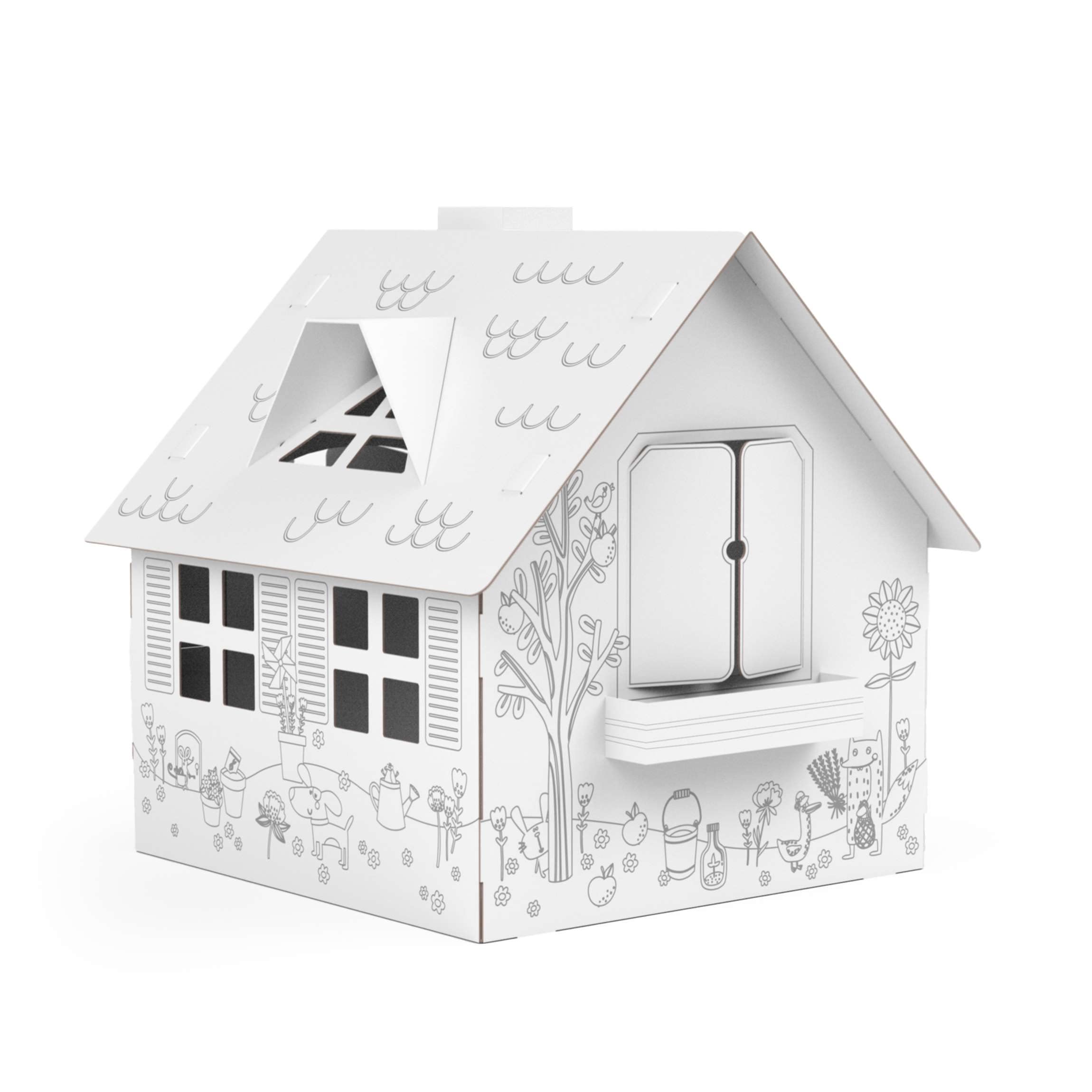 Spielhaus XXL 1,2 x 1,15 x 1,13 m aus Pappe Pappspielhaus Karton Haus zum Ausmalen