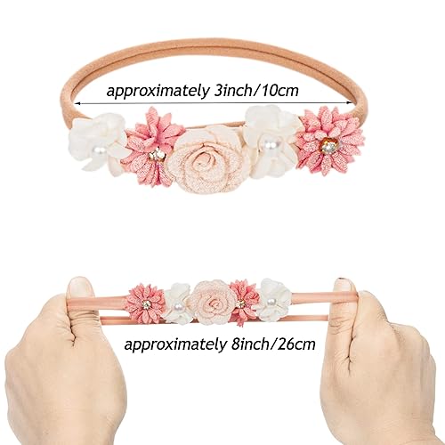 Miniatura 6 de Juego de diademas florales para bebés y niñas, con corona de flores, banda elástica para el cabello para recién nacidos, accesorios para el cabello