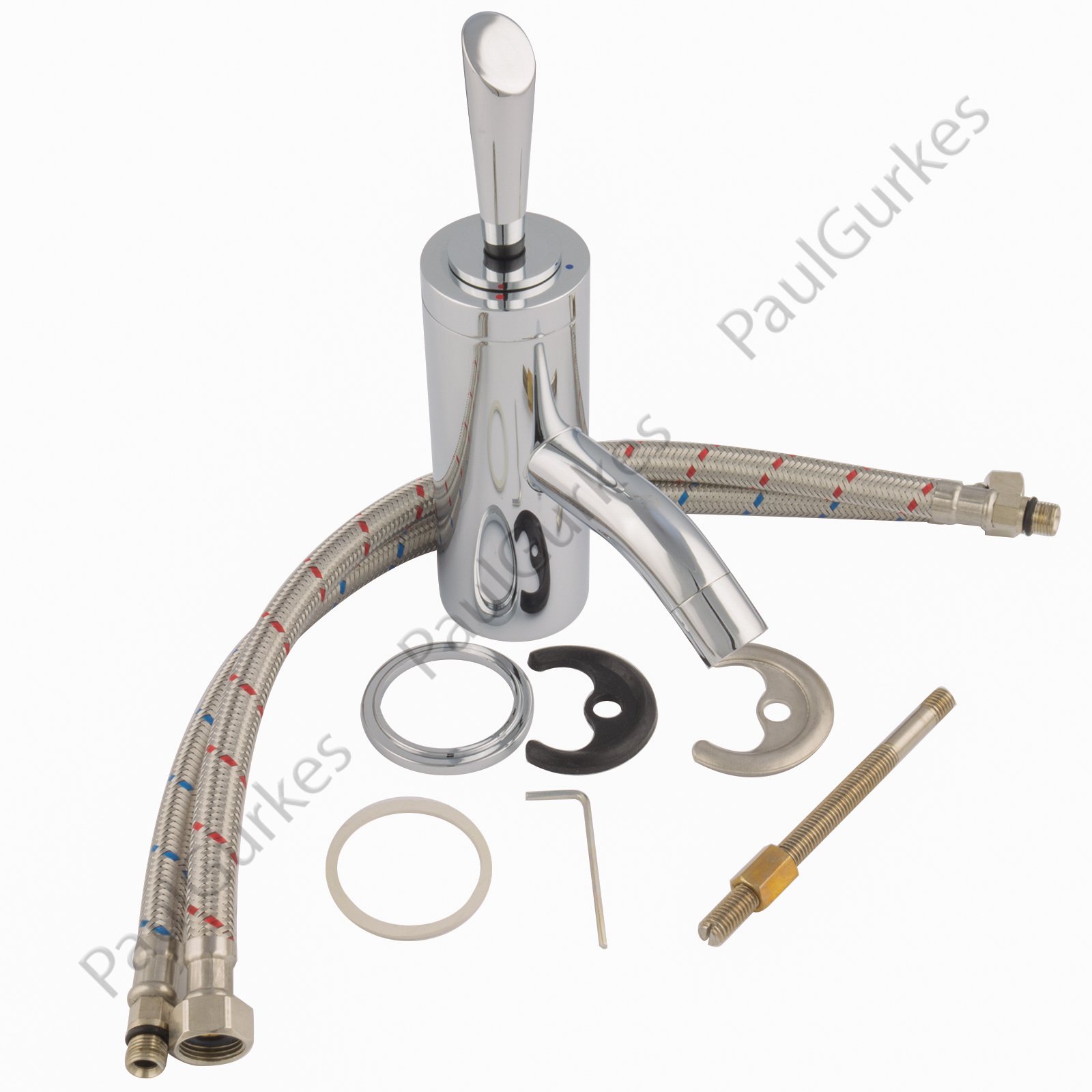 Grifo Mezclador para Bidet Monomando, Latón Cromado, Cartucho Cerámico, Altura 20 cm, Salida Fija, Conexiones 3/8"