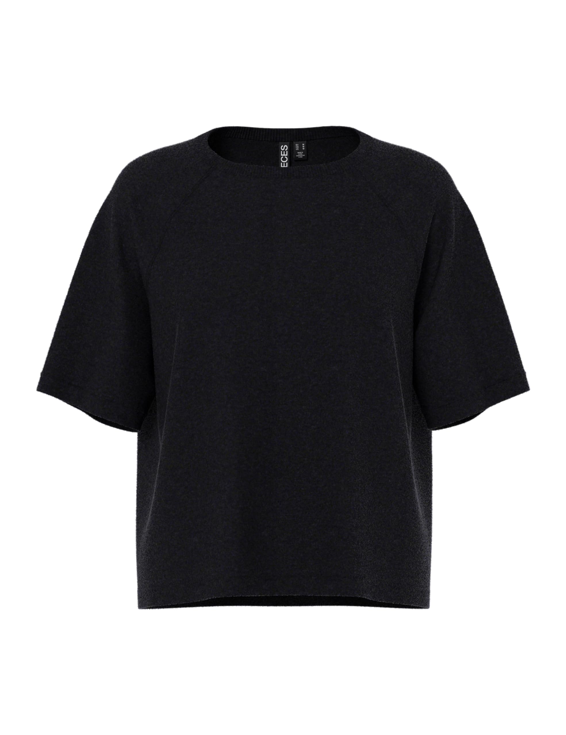 PIECES Pcbree Ss O-Neck Knit Noos Bc, Black, L