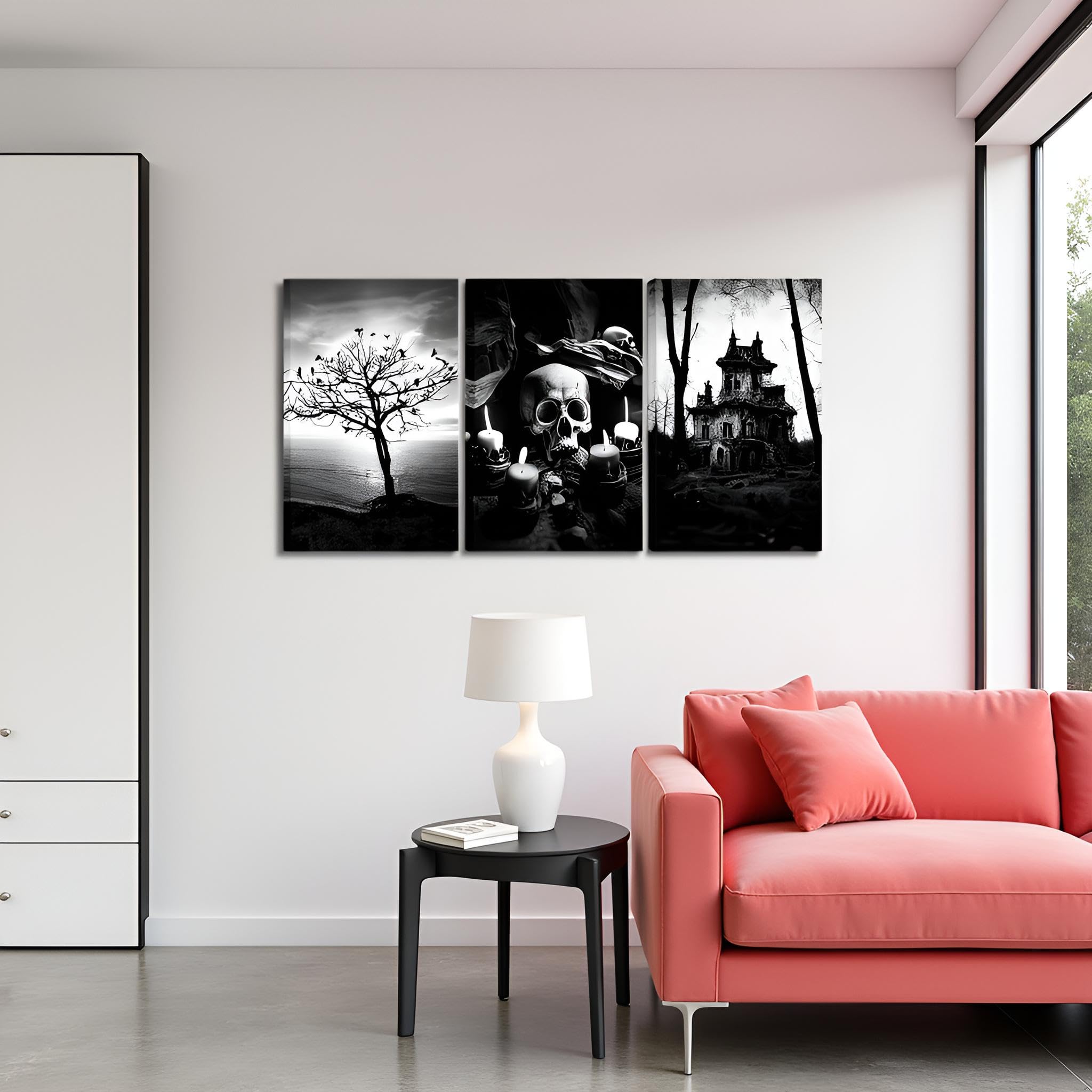 Amazon.com: OuElegent Black White Gothic Canvas Wall Art Spooky