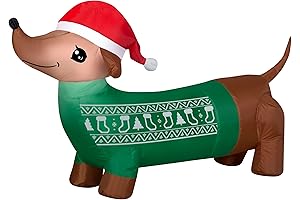 Festive 4ft Inflatable Weiner Dog Dachshund with Santa Hat Christmas Decor