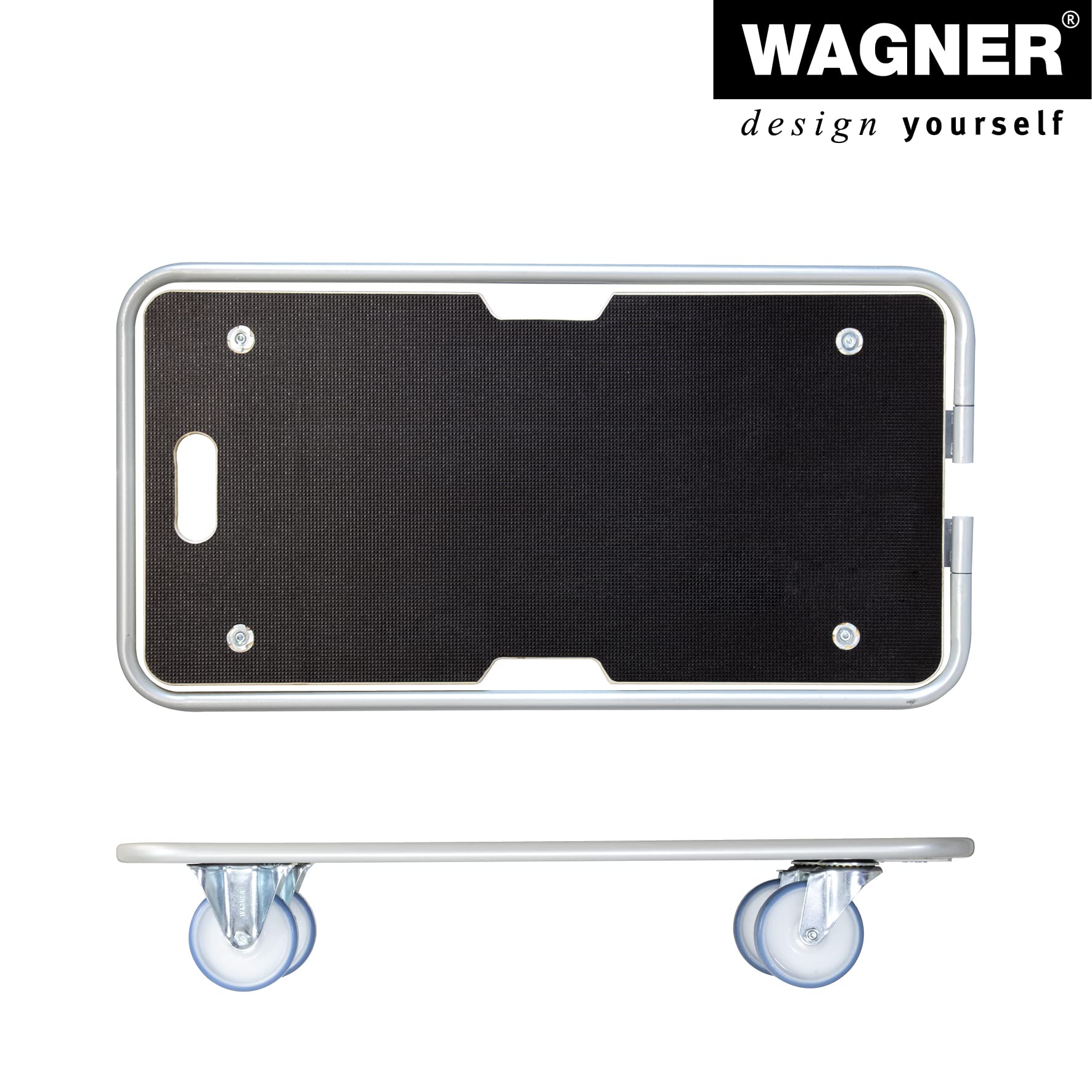 WAGNER Transportroller Transporthilfe 1345 I Schichtholz mit Grip I 74 x 36,5 x 11 cm, Tragkraft 300 kg I Stapelbehälter, Bügel klappbar, Griffe, Ladungssicherung I Möbelroller I FSC® I Made in DE