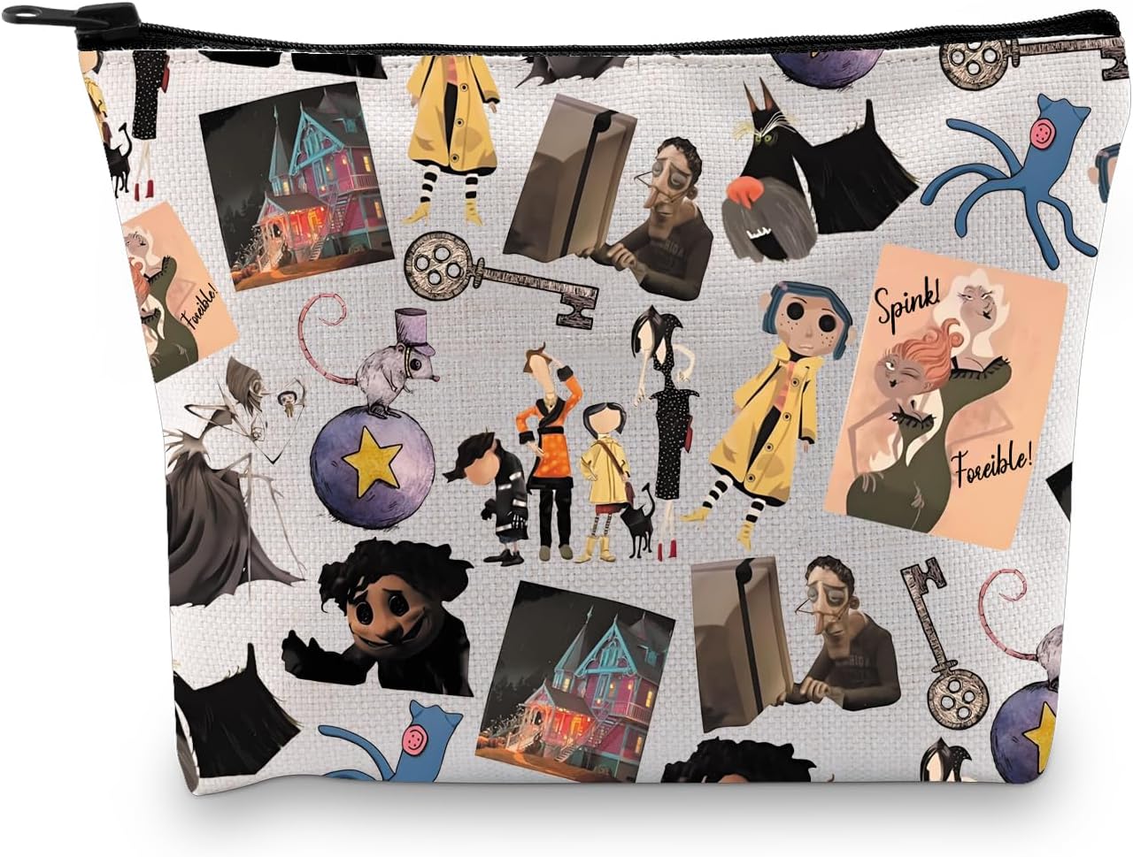 Femslash Ship Cosmetic Bag Cartoon Lover Gift Pink Palace Apartments Toiletry Bag Locke Keye Cora Button Eyes Makeup Bag (Foreible)