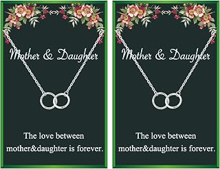 2PCS Mother Daughter Necklace Set Interlocking Infinity Double Heart Mom and Daughter Necklaces for Mommy Daughter Women