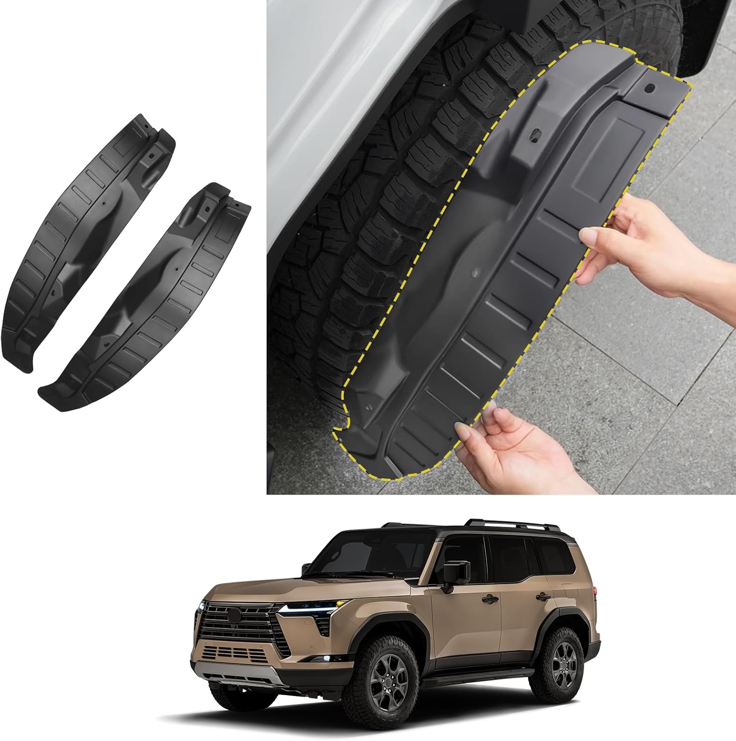 Rear Wheel mud Flaps for 2024-2025 2026 Lexus GX550 and 550H no-Drill mounting mud Blocker mud Liner Fender Interior Tuning Supplies Accessories