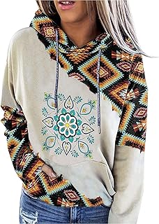 Women's Ropa De Invierno para Mujer Pullover Drawstring Sweatshirt with Pockets Ethnic Sweatshirt Clothes